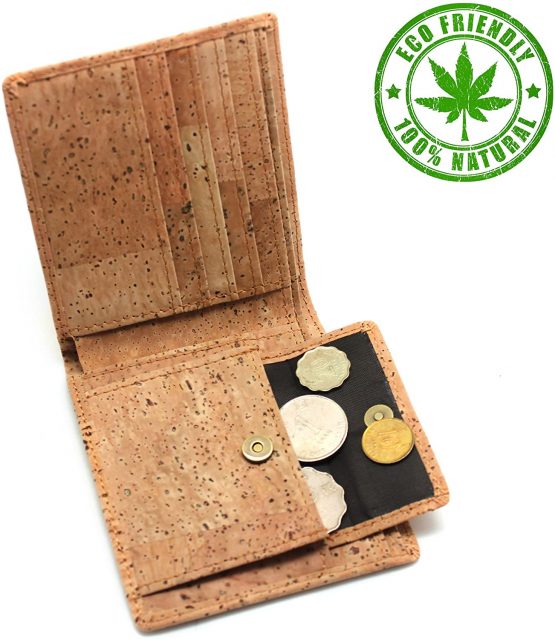 Cork Wallet, Boshiho Vegan Wallet Rfid Blocking Purse, Slim Wallet With Coin Pocket Card Holders (Tan) Ideal for Christmas and New Year Gift(Size: 4.5 x 3.7 x 0.5 inch) - Image 3