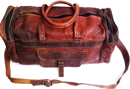 Jaald 20" Leather Duffle Bag Travel Carry-on Luggage Overnight Gym Weekender Bag - Image 2