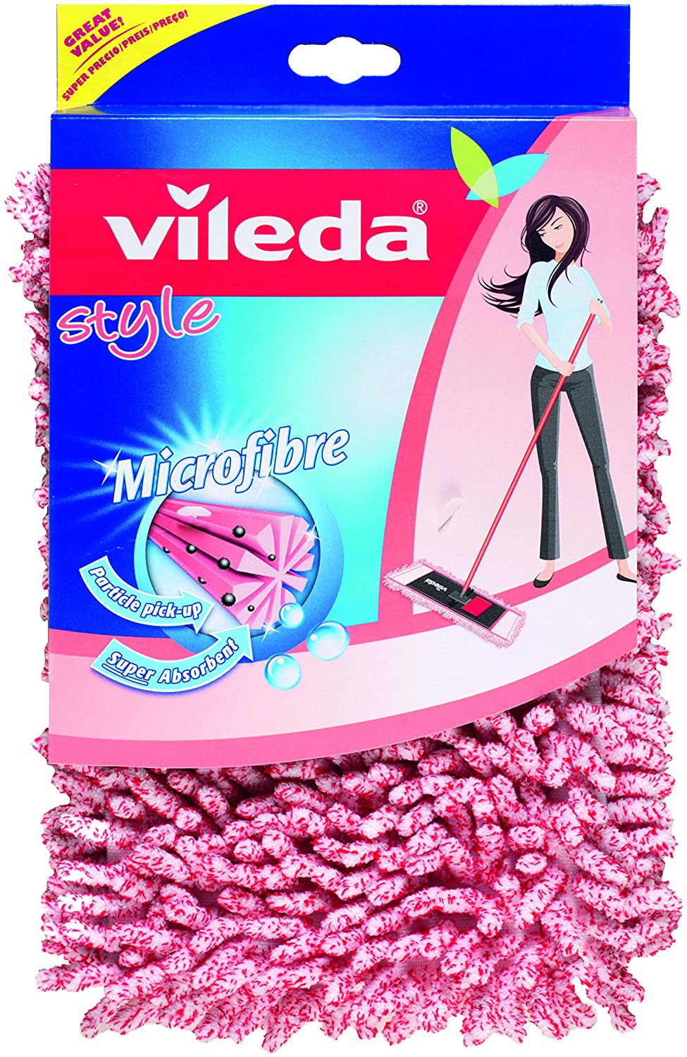 Vileda Pet Pro Mop Cover Replacement Cover for All Mop Floor Mops Eliminates 3 Times More Pet Hair, 100% Microfibre