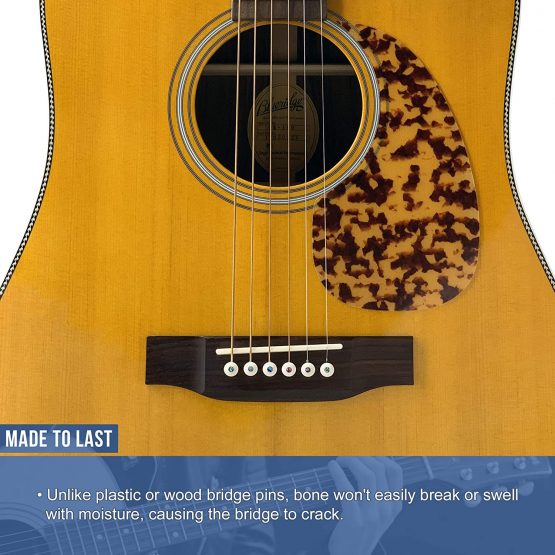 Crosby Pure Bone Bridge Pins with Abalone Dot Inlay for 6 & 12 String Acoustic Guitar - Image 4