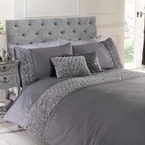 Rapport Duvet Quilt Cover Set Bedding Raised Rose & Ribbon Polycotton, Cotton and Polyester