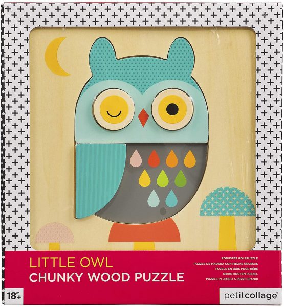 Petit Collage Little Owl Chunky Wood Puzzle multicolor PTC318 - Image 4