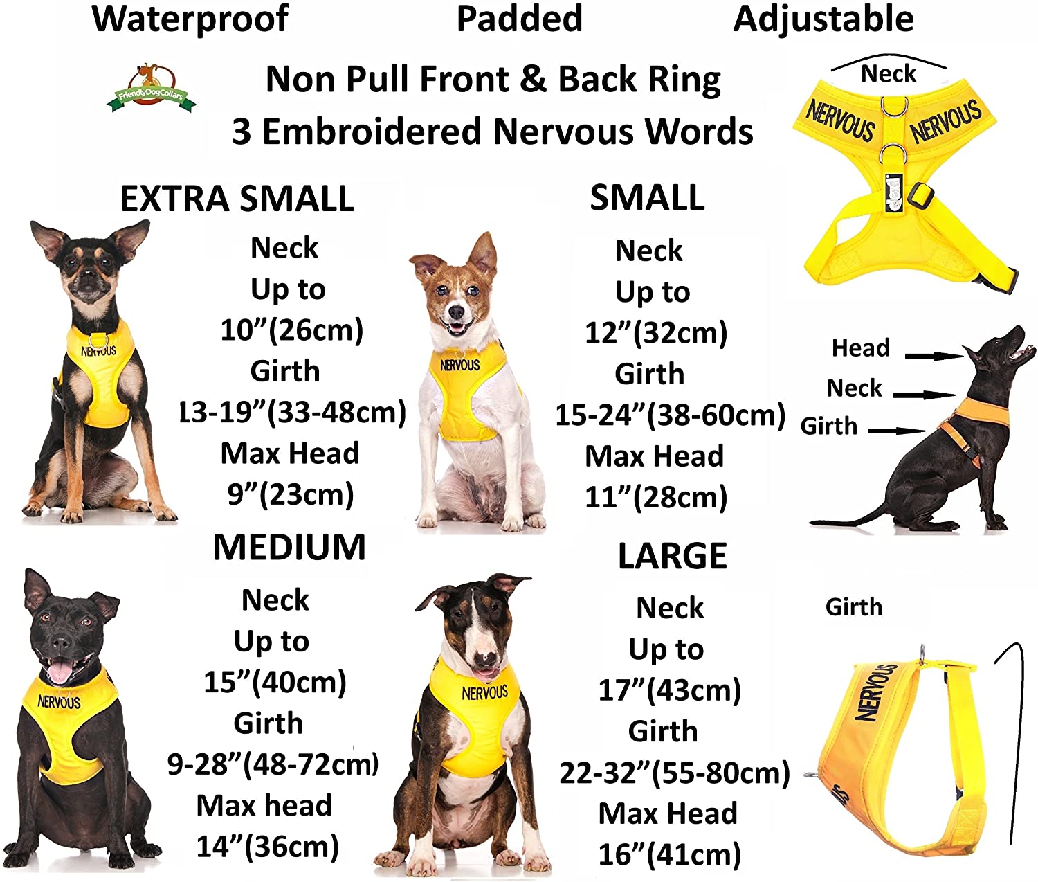 Dexil NERVOUS (Give Me Space) Yellow Colour Coded Non-Pull Front and Back D Ring Padded and Waterproof Vest Dog Harness PREVENTS Accidents By Warning Others Of Your Dog In Advance (S) - Image 3