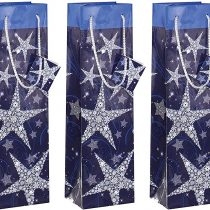 SIGEL GT027 Christmas Bottle Gift Bag "Shining Stars", 10 x 35 x 8 cm, 5 pcs.