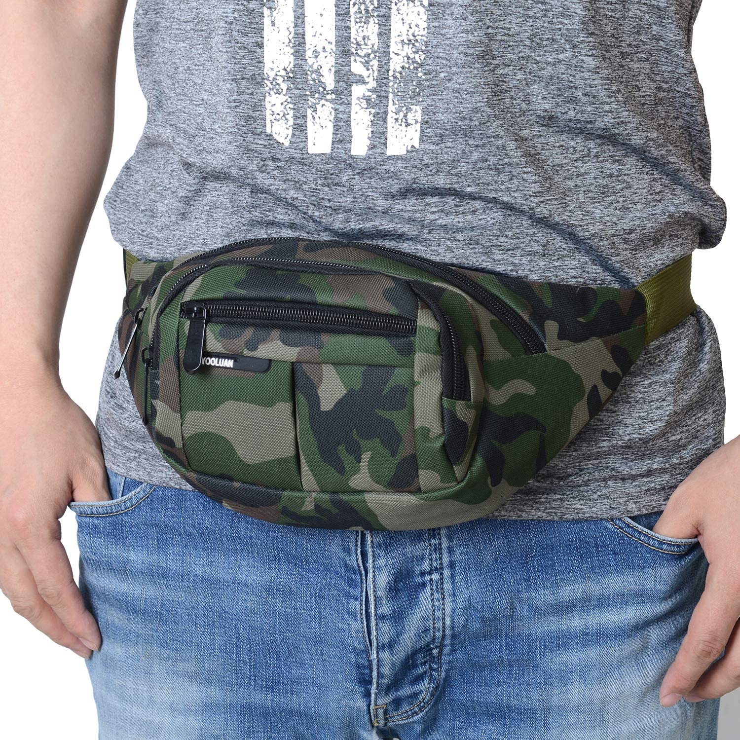 Waterproof Bum Bag Waist Fanny Packs Travel Hiking Outdoor Sport Money Hip Bag Pouch Pack Holiday Running Belt (Green#1) - Image 2