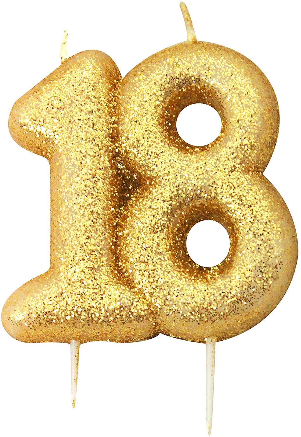 Anniversary House Elegant Gold Glitter 18th Birthday Candle - Image 2
