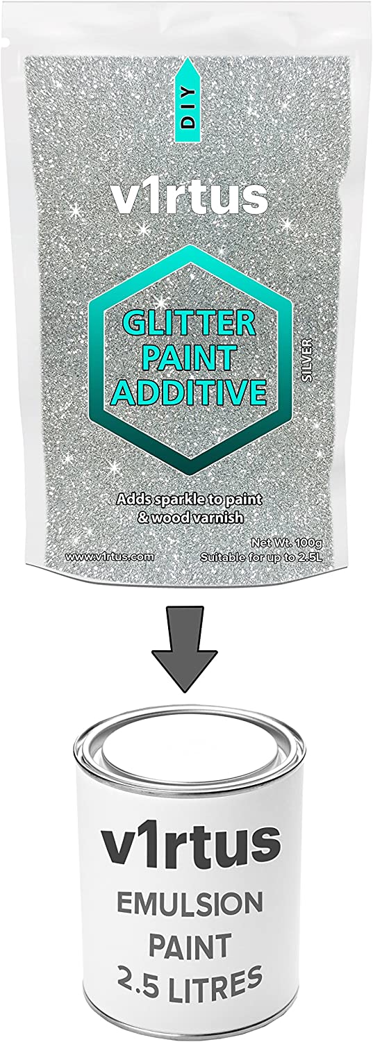 v1rtus Silver Glitter Paint Additive [200g] New 2021 Technology, 2 x