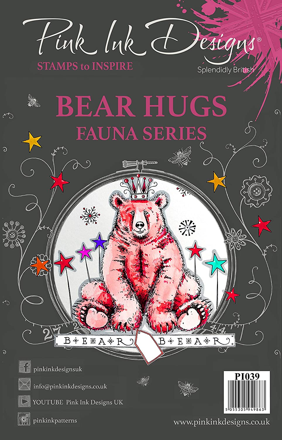 Pink Ink Designs Clear Stamp-Bear Hugs, Photopolymer, A5, Transparent