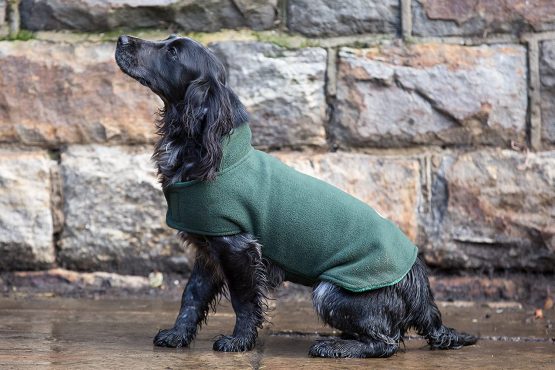 Dog & Field™ Duel Layer Towelling Dog Coat (Olive Green) - Microfiber Lined Fleece Pet Drying Jacket XS - XL Sizes (S)