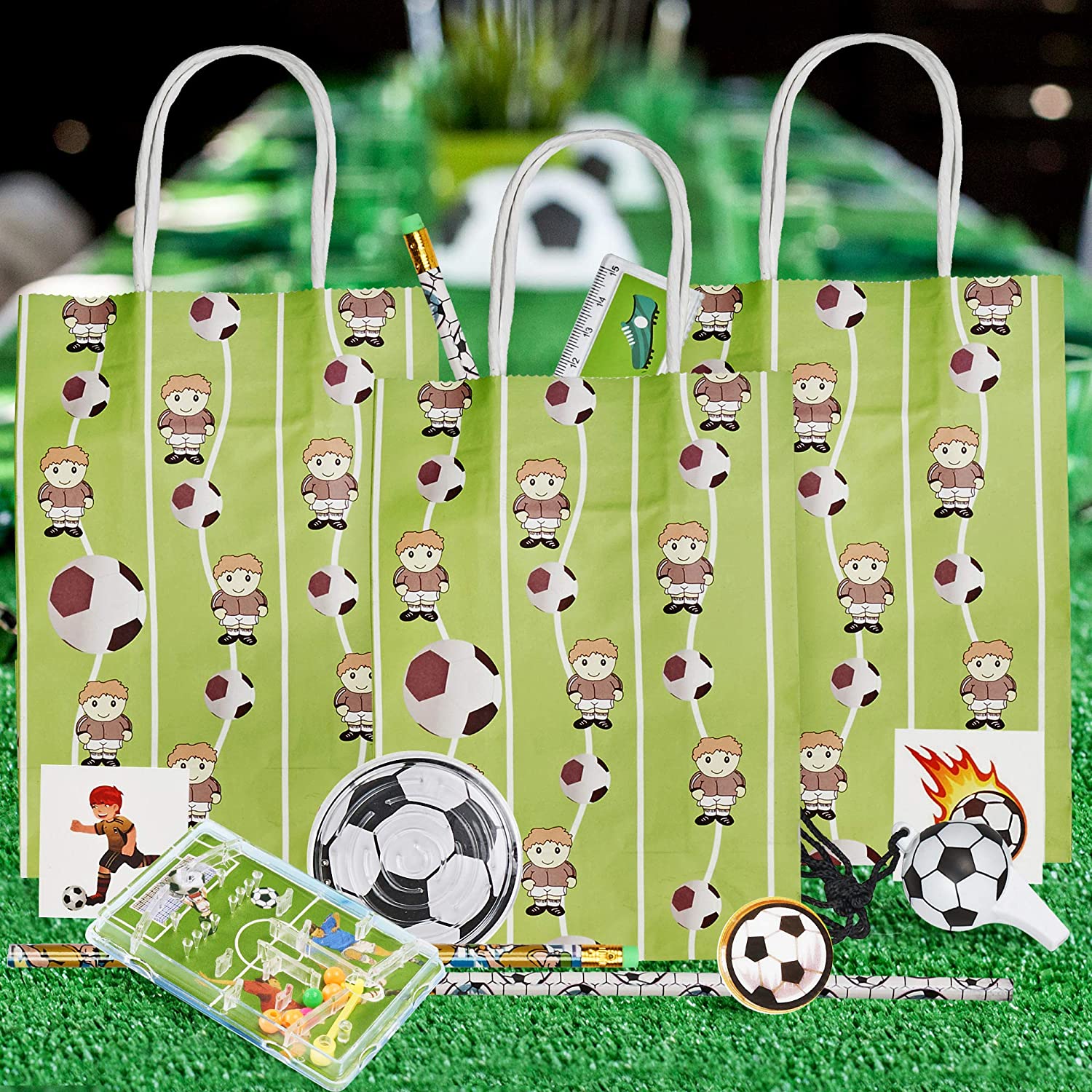 THE TWIDDLERS 10 Football Birthday Party Bags with Fillers For Boys & Girls BigaMart