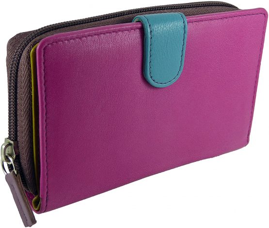Ladies Multi-Coloured Leather Purse with RFID Protection for 7 Cards, Notes and Coins (Black) - Image 2