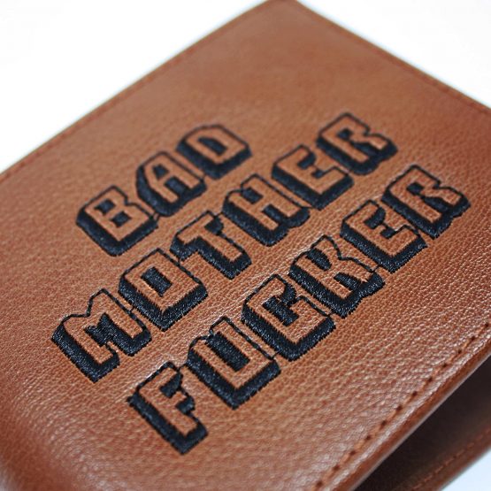 Close Up BMF Embroidered Bad Mother Fucker Genuine Leather Purse/Wallet - Image 3