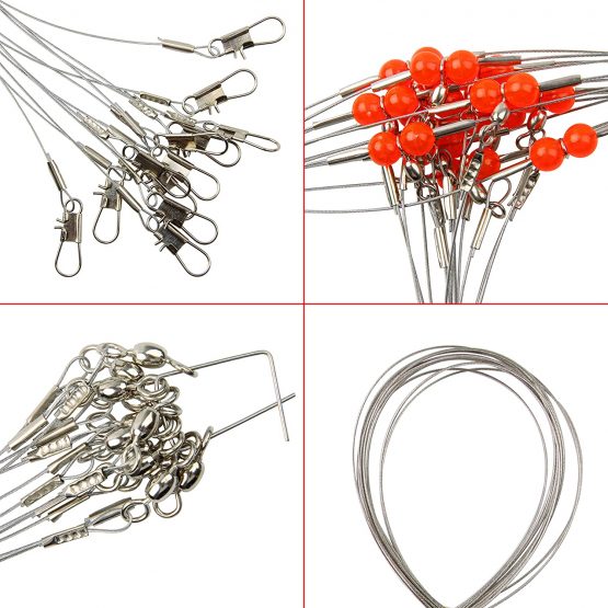 SHADDOCK 12pcs/Set Stainless Steel Wire Leaders Fishing Rigs with Swivel Snaps Beads High-Strength Fishing Wire Rigs Fishing Trace Lures Steel Wire Leader Spinner Fishing Line Tackle - Image 3