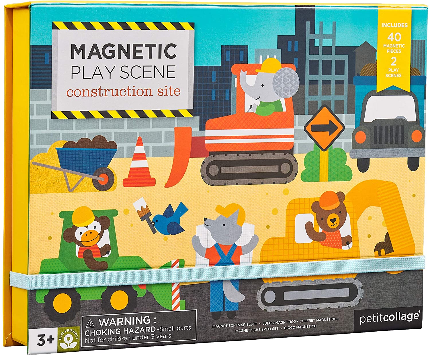 Petit Collage Construction Magnetic Play Scene, PTC335, Multicolor, 9.25 inches (H) x 7 inches (L) x 1.25 inches (W)
