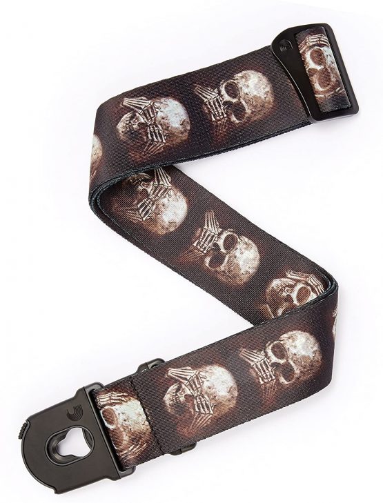 D'Addario Accessories Locking Guitar Strap - Guitar Accessories - Electric Guitar Strap, Acoustic Guitar Strap, Acoustic Electric Guitar Strap & Bass Guitar Strap - Alchemy - Muted Skulls