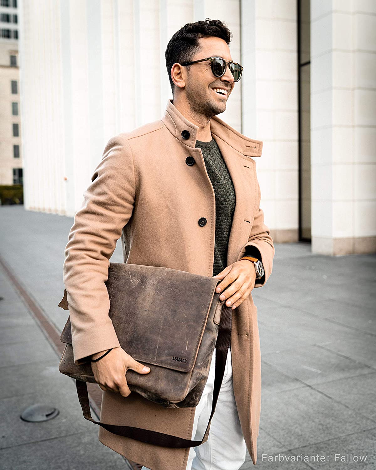 LEABAGS Oxford Shoulder Bag Made of Genuine Buffalo Leather in Vintage Look I Laptop Bag up to 15 inch I Messenger Bag I Leather Bag I Shoulder Bag I Briefcase I 38x10x31cm - Image 2