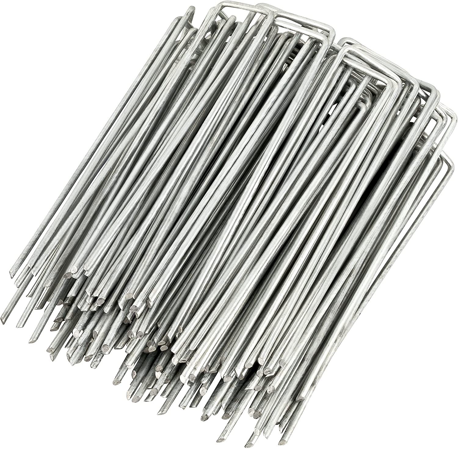 WUNDERGARDEN Pack of 50 x 6''/150mm 11 Gauge U-shaped multi-purpose galvanised steel Garden Securing Pegs