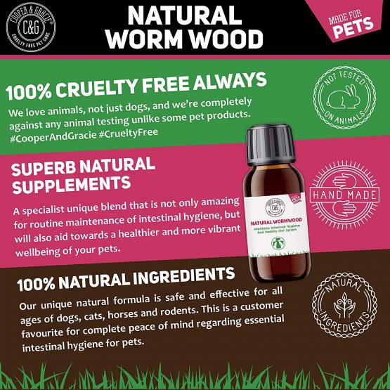 C&G Pets | Natural Worm Wood | Natural Solution For Intestinal Health No Nasty Chemicals | Powerful Colon Cleanse For Dogs, Cats, Poultry, Birds, Ferrets, Rabbits & Pets - Image 4