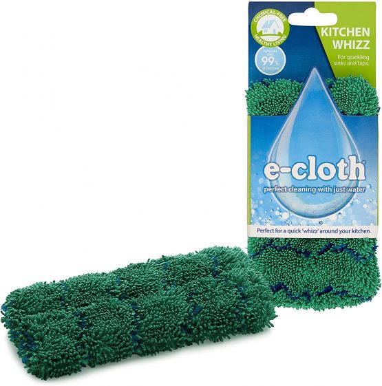 E-Cloth Kitchen Whizz, Non-scratch Kitchen Scrub Sponge, 300 Wash Guarantee, Green, 1 Pack