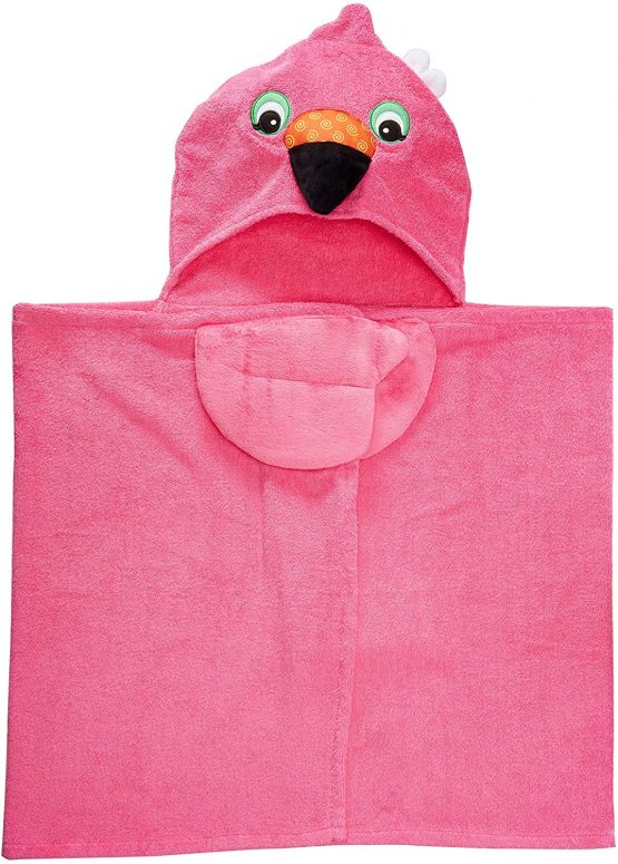 Zoocchini 100 Percent Cotton Kids Hooded Towel, Franny the Flamingo