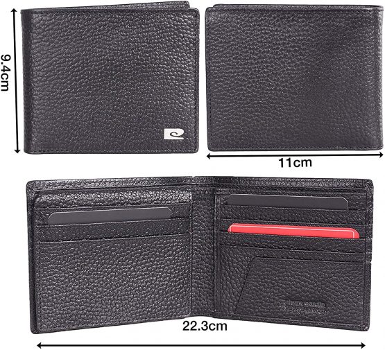 Mens Genuine Black Leather Hip Wallet - Wallets by Pierre Cardin | RFID Blocking | Soft, Smooth, Durable & Crease Proof Bi-Fold Gents Card Holders Pebble Grain (Black) - Image 4