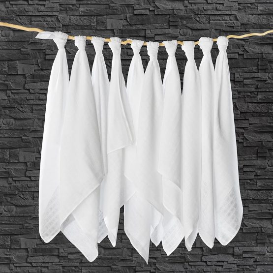 Makian - Baby Muslin Squares / Burp Cloth / Swaddles, 10 Pack, Large 80x80 cm, White | Premium Quality - Double Weaved,  OEKO-TEX Certified, washable at 90°C - Image 4