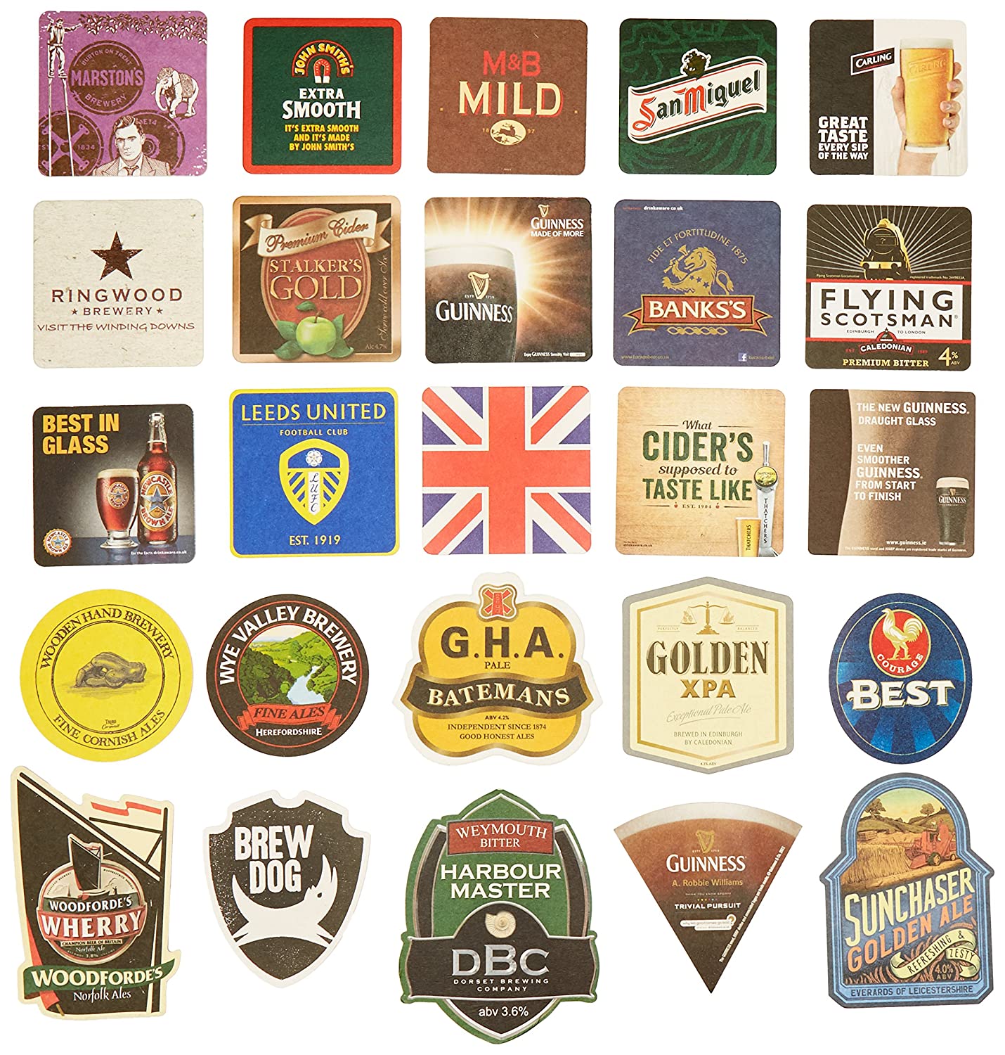 Pub Paraphenalia Traditional Beer Mats, Multi-Colour, Pack of 25, 14.8 x 11 x 3.6 cm