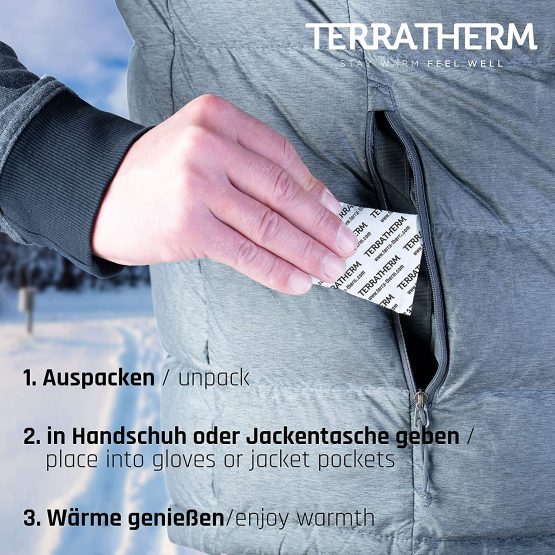 TerraTherm Hand Warmers, Pocket Hand Warmer - 5, 10 or 30 Pairs - for 12 hours of warm hands, Hand Heat Pads activated by air, 100% natural warmth, Pocket Heater - Image 3