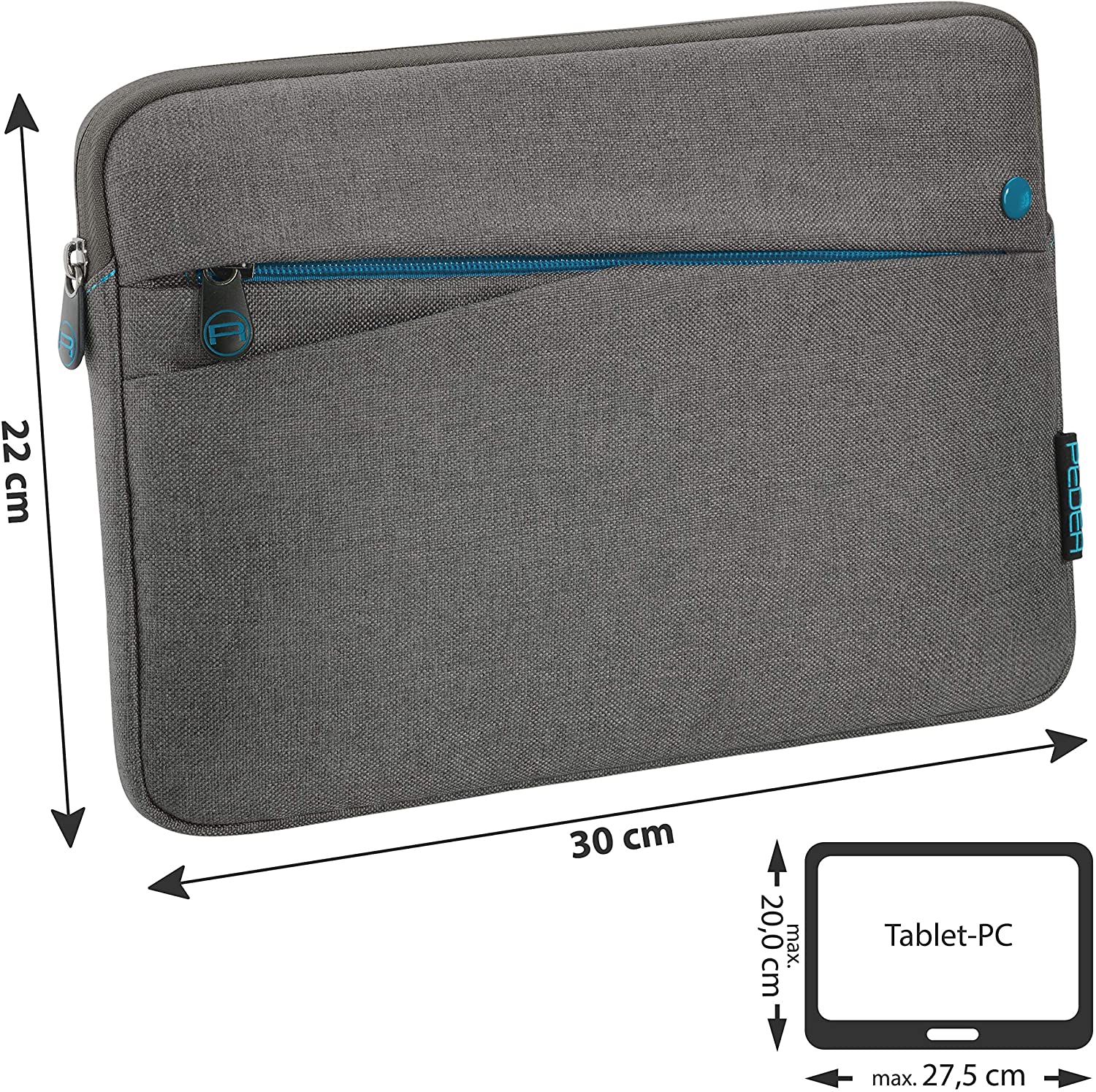 PEDEA Tablet PC Case "Fashion" for 10.1 - 11 inch screens (25.6 - 27.96 cm); protective case/cover with accessory pocket, grey - Image 2