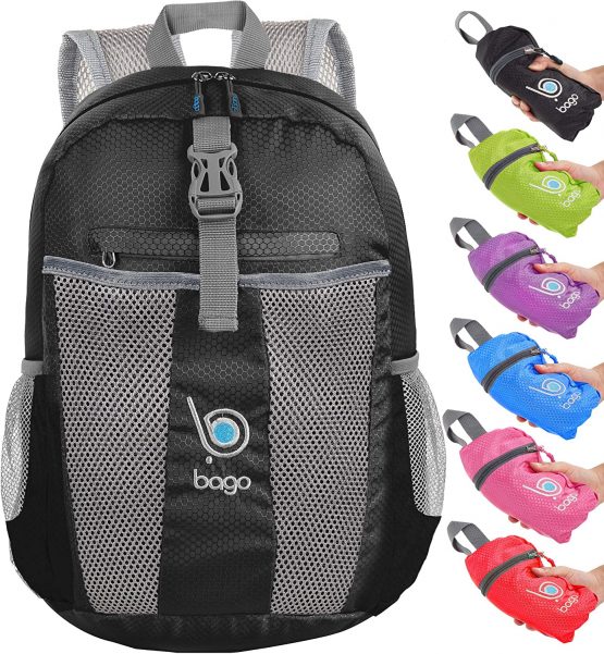 Bago 25L Lightweight Packable Backpack - Water Resistant Travel and Hiking Daypack - Foldable and Handy for Camping Outdoor Sports