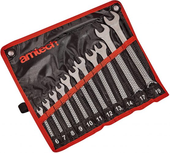 Amtech K0400 Combination Spanner Set, Drop Forged and Chrome Plated Spanners, 6mm to 19mm - Image 2