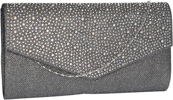 SwankySwans Women's Montary Glitter Diamante Envelope Clutch Bag, 3x14x27 cm (W x H x L)