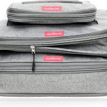 LeanTravel Compression Packing Cubes Luggage Organizers (3) Set Grey