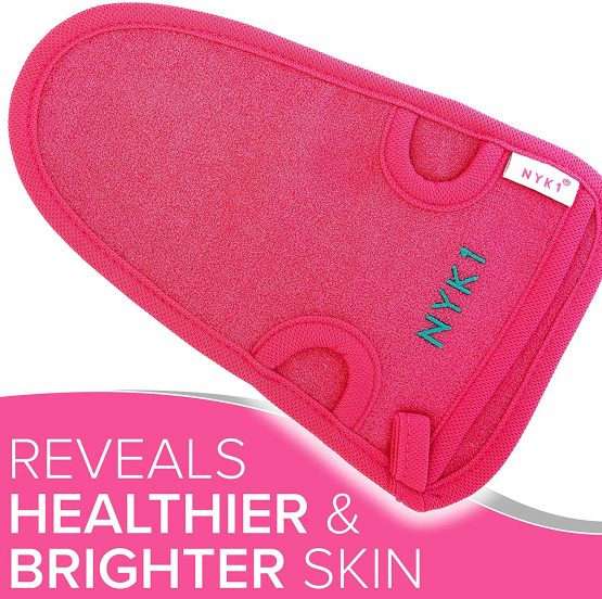CLEANSING Body Exfoliator Exfoliating Glove (Dead Skin Remover) Exfoliating Mitt Tan Remover Exfoliating Body Scrub Exfoliator - Exfoliating Gloves for Bath Shower Body Scrub Exfoliating Sponge (Pink) - Image 4