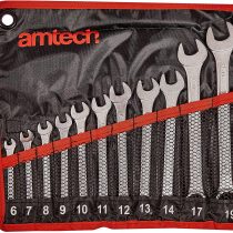 Amtech K0400 Combination Spanner Set, Drop Forged and Chrome Plated Spanners, 6mm to 19mm