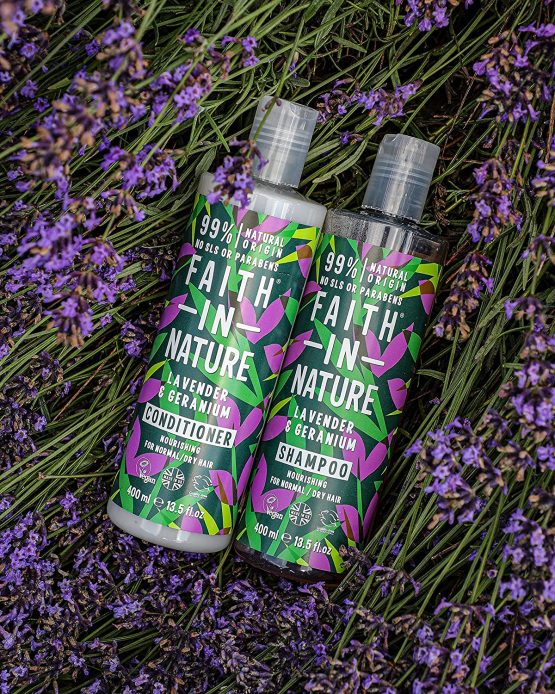 Faith In Nature Natural Lavender and Geranium Shampoo and Conditioner Set, Nourishing, Vegan and Cruelty Free, No SLS or Parabens, For Normal to Dry Hair, 2 x 400 ml - Image 2