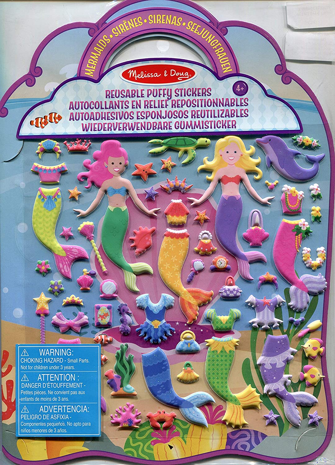 Melissa & Doug Mermaids Puffy Sticker Activity Book, 65 Reusable Stickers with Fold-Out Scenes