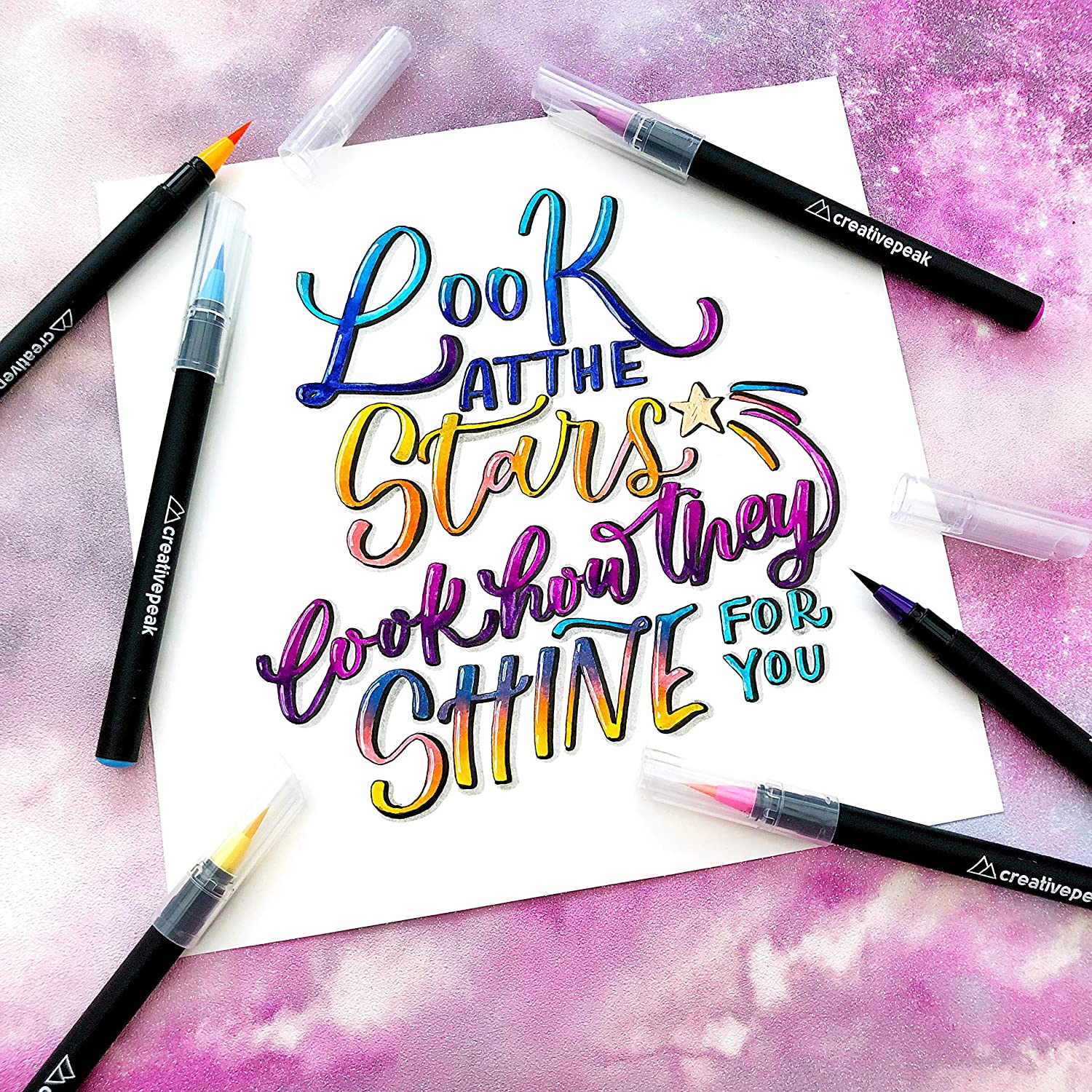 Watercolour Brush Pens, 24 Vibrant Soft Tip Colouring Markers w/ 2 Blending Brushes - Image 4