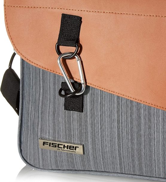 fischer Unisex_Adult mit Gepäckträgerbefestigung Business Bag, Grey/Brown, standard size - Image 3