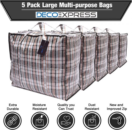 DECO EXPRESS Large Laundry Bags Moving Storage Bag (Pack of 5 bags) - Image 3