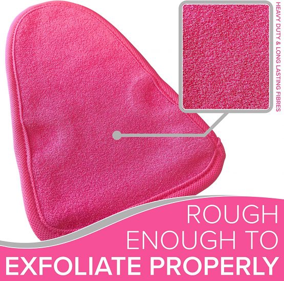 CLEANSING Body Exfoliator Exfoliating Glove (Dead Skin Remover) Exfoliating Mitt Tan Remover Exfoliating Body Scrub Exfoliator - Exfoliating Gloves for Bath Shower Body Scrub Exfoliating Sponge (Pink) - Image 2