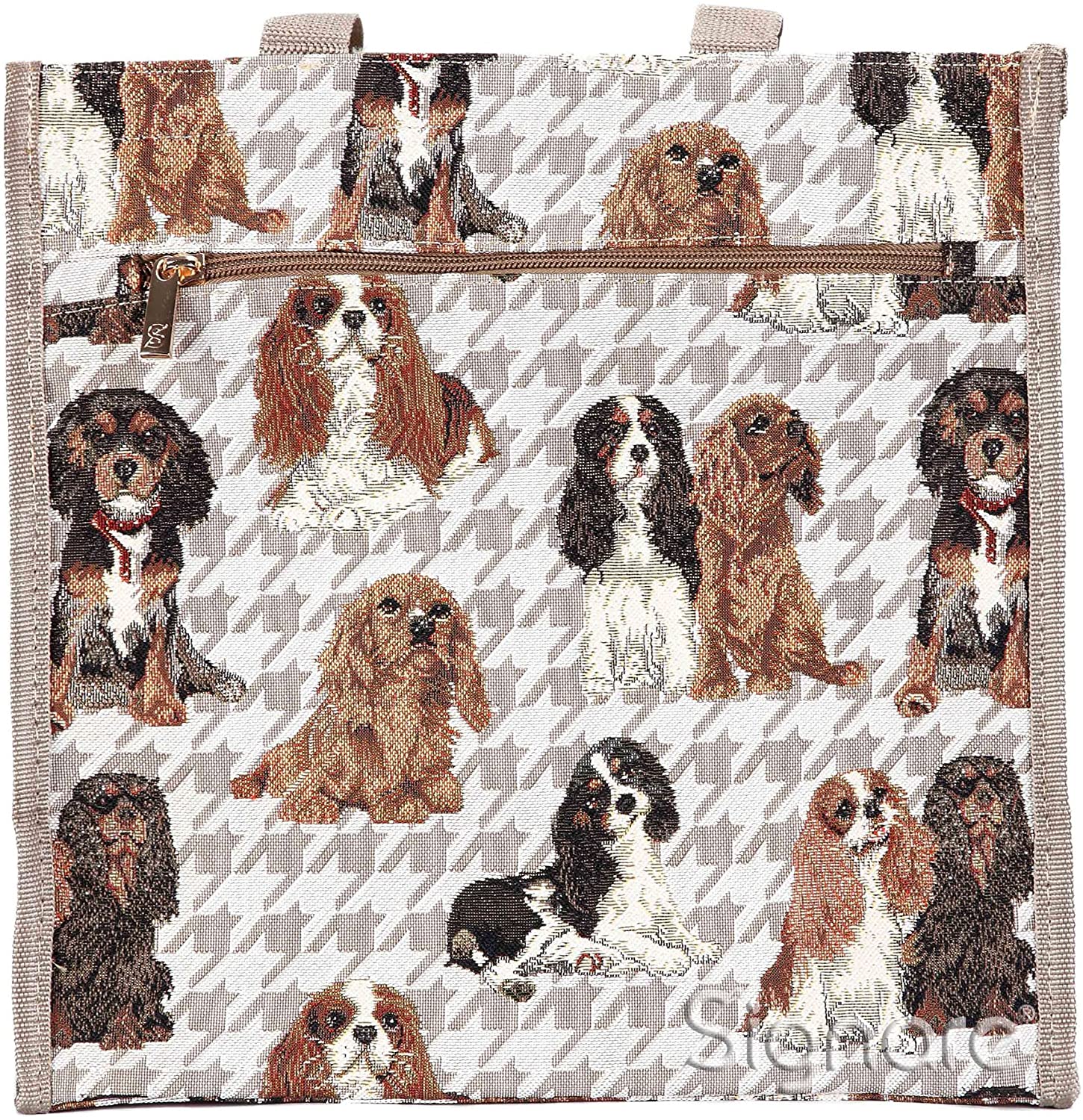 Signare Tapestry Shoulder Bag Shopping Bag for Women with Dog Design (King Charles Spaniel, SHOP-KGCS) - Image 3