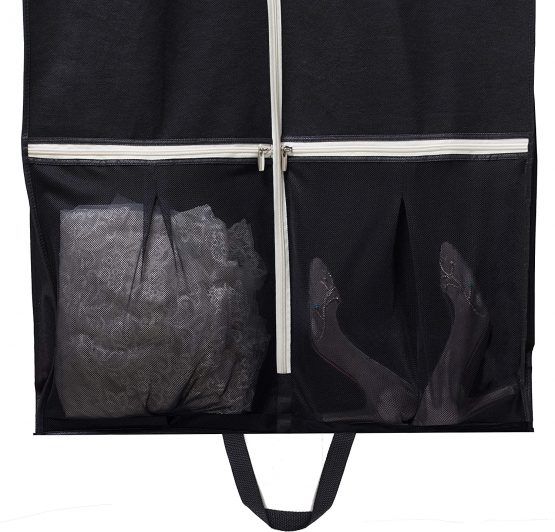 MISSLO 54" Suit Carriers for Men Long Dress Hanging Suit Bag Garment Covers for Clothes with 2 Large Mesh Pockets - Image 3
