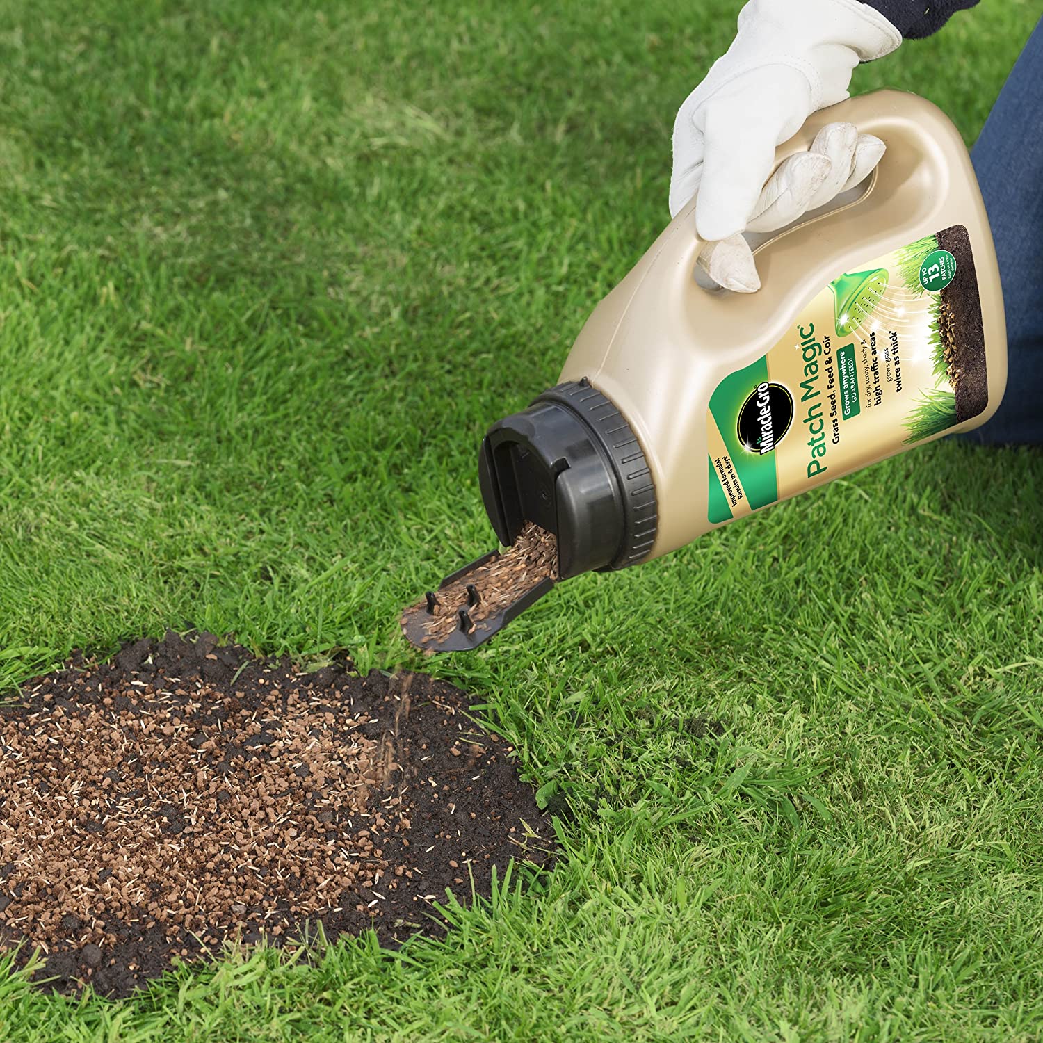 Miracle-Gro Patch Magic Grass Seed, Feed and Coir, 1015 g, Green, 1 kg - Image 4