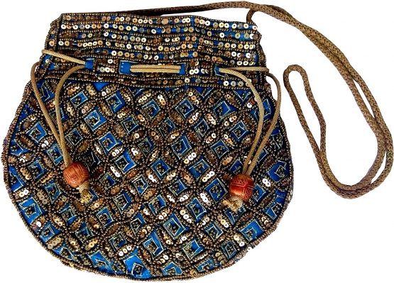 Purpledip Potli Bag (Clutch, Drawstring Purse) For Women With Intricate Gold Thread & Sequin Embroidery Work - Image 3