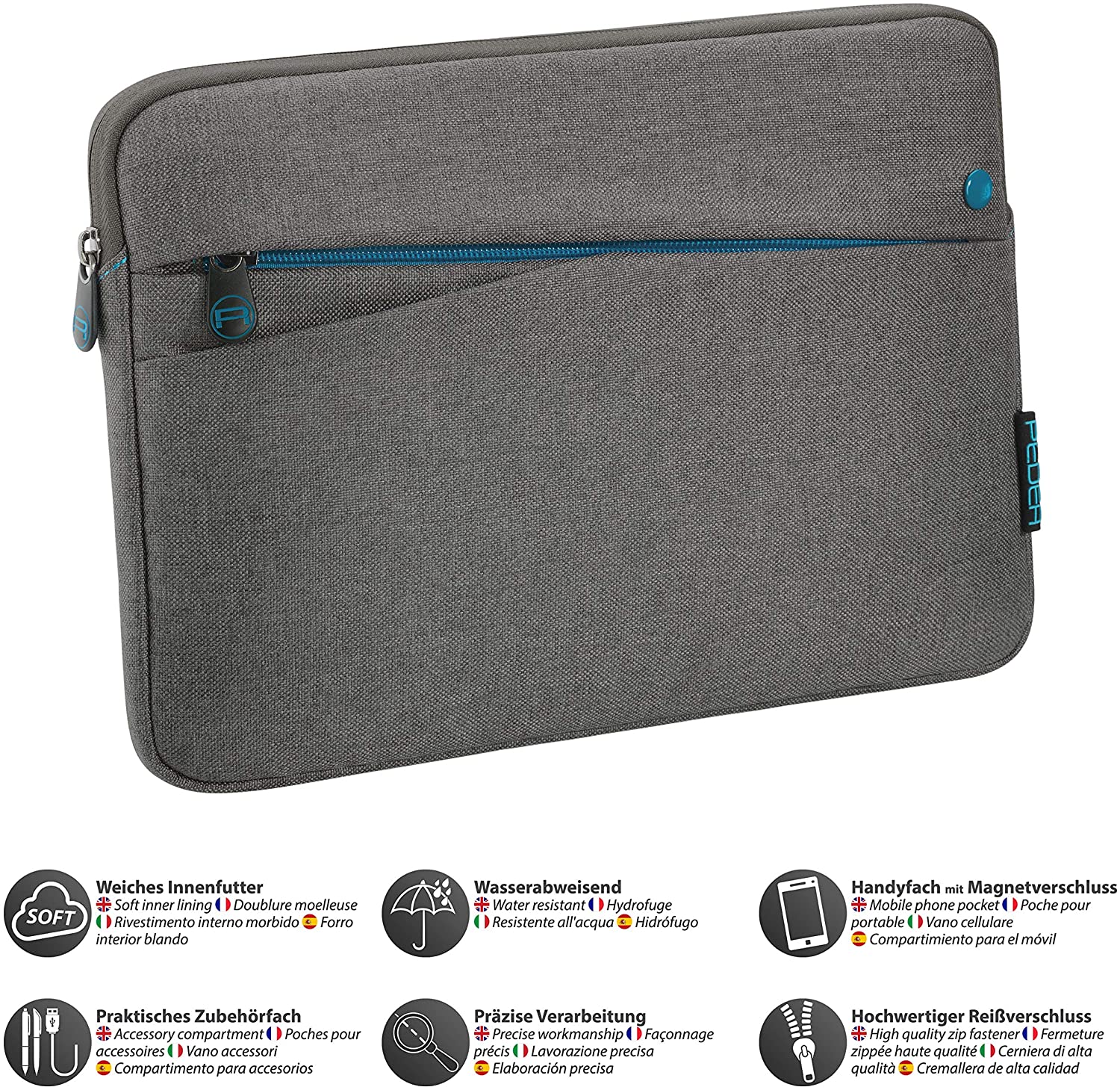 PEDEA Tablet PC Case "Fashion" for 10.1 - 11 inch screens (25.6 - 27.96 cm); protective case/cover with accessory pocket, grey - Image 3