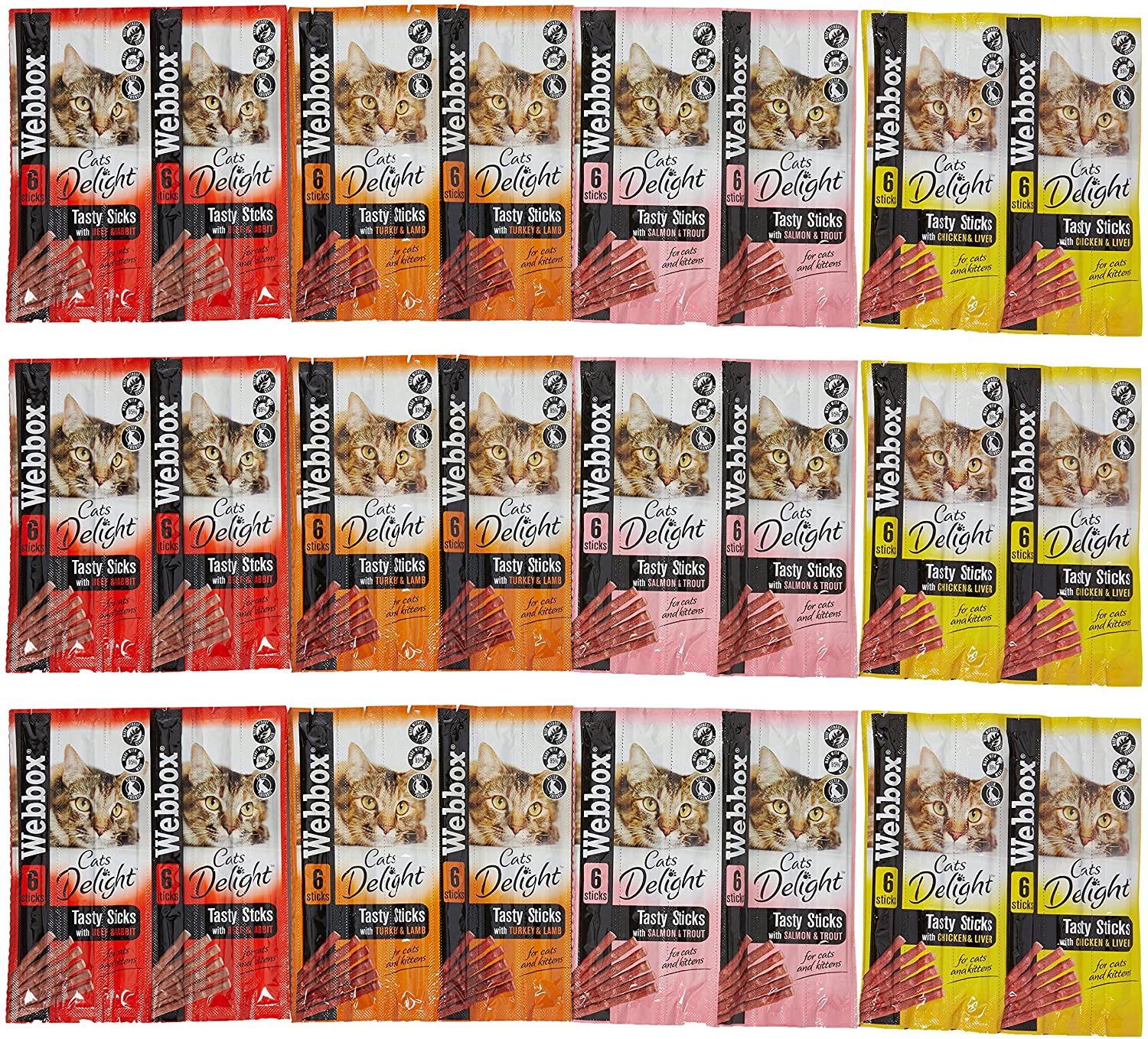 Webbox Cats Delight Tasty Sticks Chews Treats Variety Pack 12 x 6 (72 Sticks), Brown, 5 g (Pack of 72) - Image 3