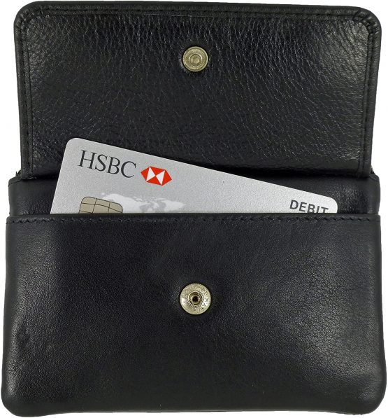 Ladies Small Leather RFID Blocking Coin, Key & Credit Card Purse with Heart Design (Black) - Image 4