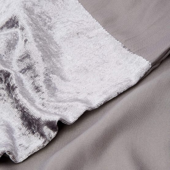 Sienna Crushed Velvet Panel Band Duvet Cover with Pillow Case Bedding Set - Silver Grey, Single - Image 4