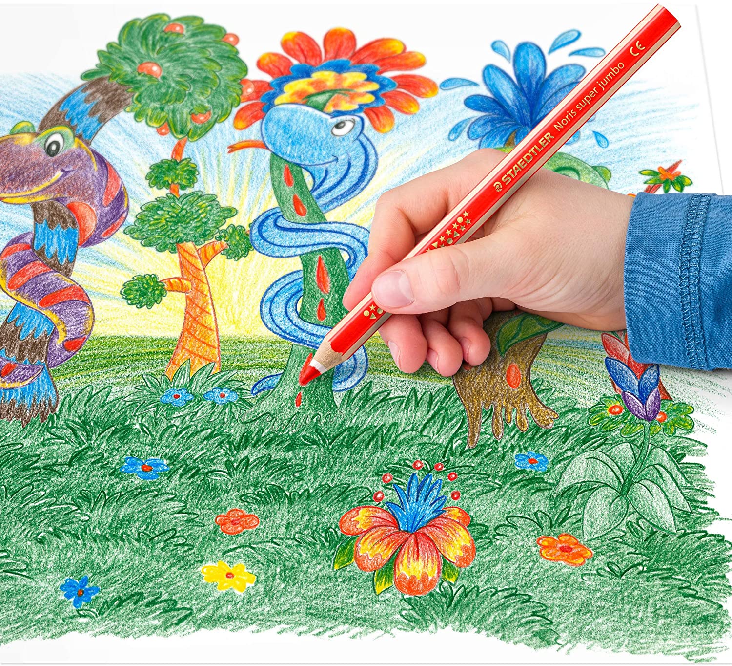 Staedtler 129 NC12P1 Colored Pencil Noris Super Jumbo, Yellow,Orange,Blue,Green,White,Brown,Red,Black,Burgundy,Purple - Image 4